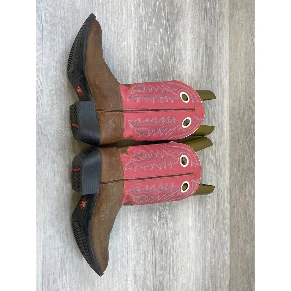 Tony Lama LL402 Youth Girls Cowboy Western‎ Boots Pink Brown Leather Rodeo 3.5